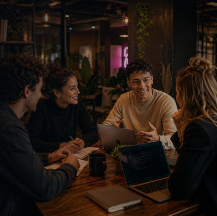 Ondernemers in gesprek aan tafel bij De HUP